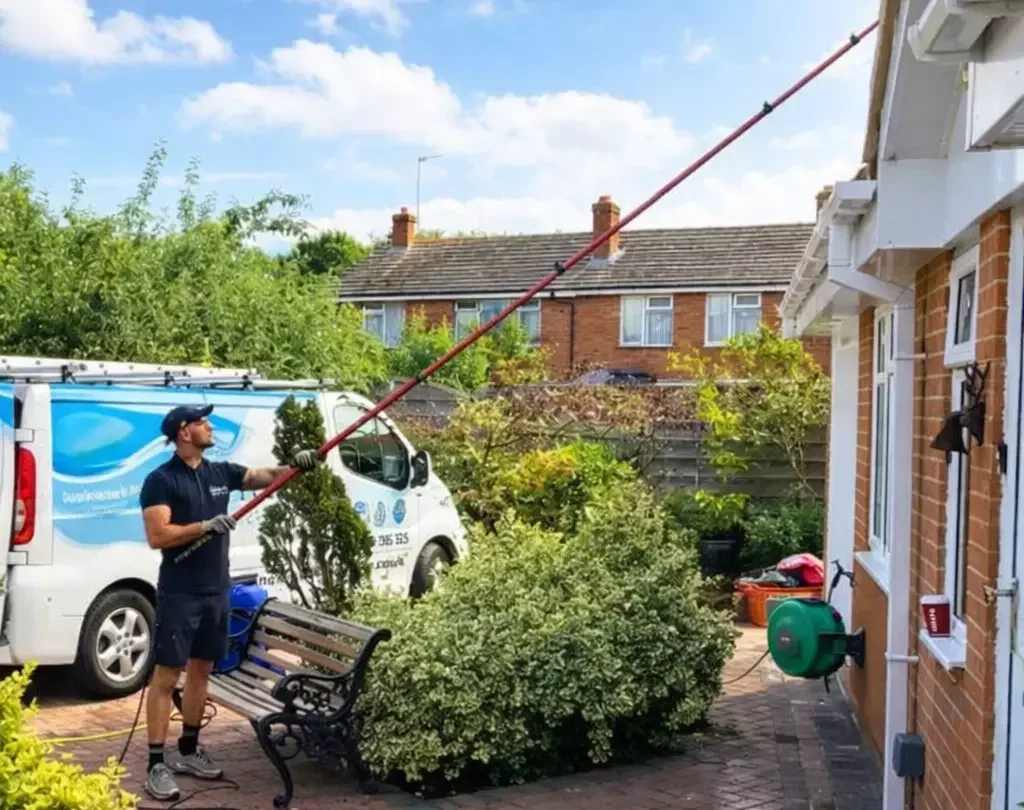 Neptune's home window cleaners with an extendable pole for washing windows.