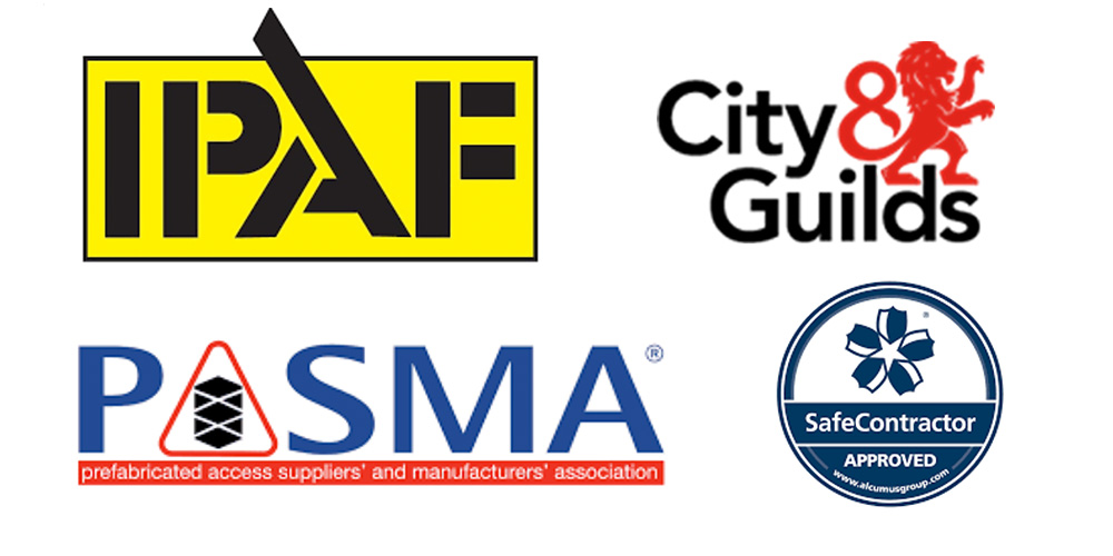 IPAF, City & Guilds, PASMA and SafeContractor logos